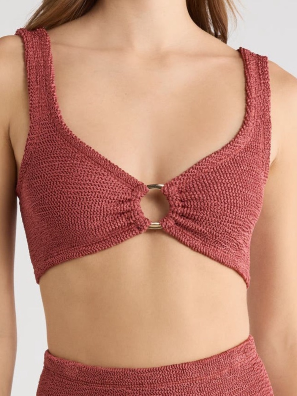 Hunza G Nadine Bikini Top in Metallic Rosewood